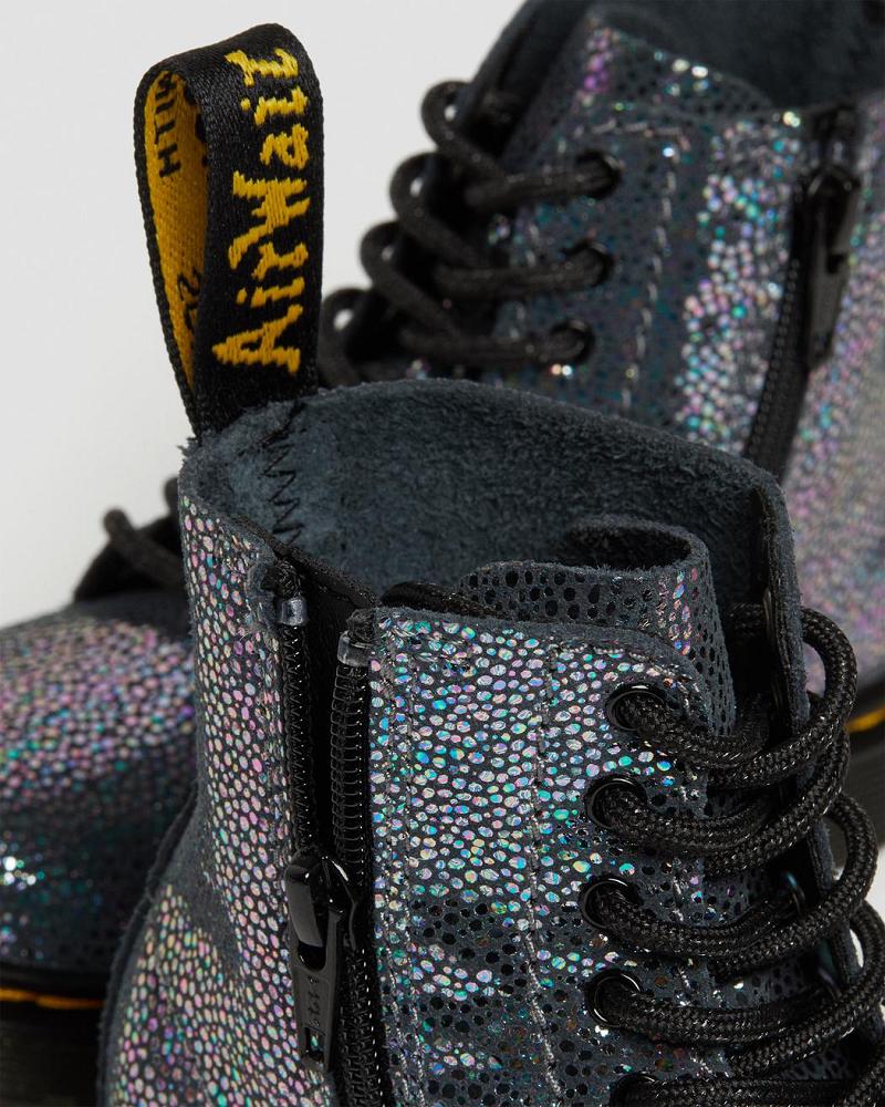 Kids' Dr Martens Toddler 1460 Pascal Iridescent Lace Up Boots Metal | AU 698JPQ